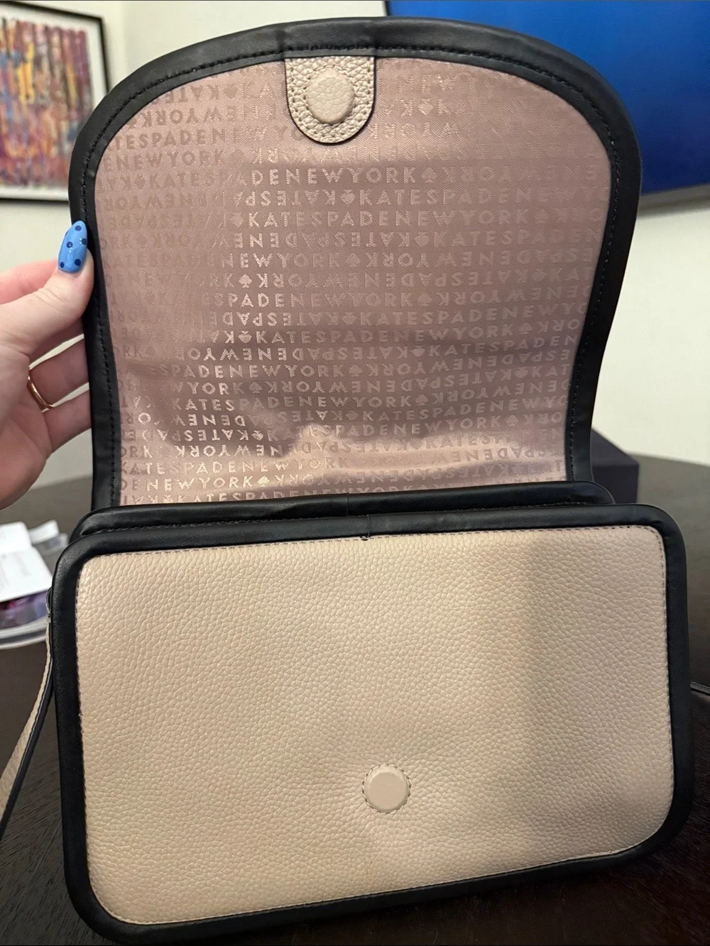 kate spade Nude Crossbody with Black Trim